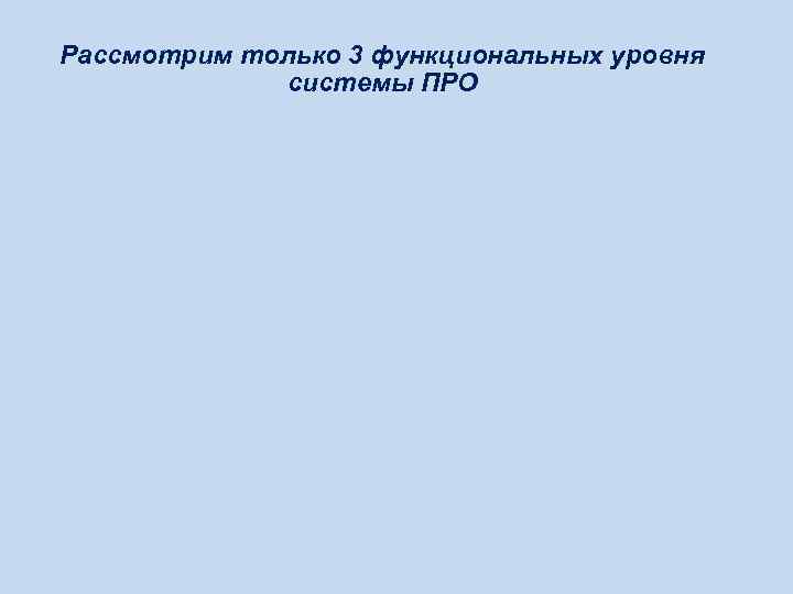 Рассмотрим только 3 функциональных уровня   системы ПРО 