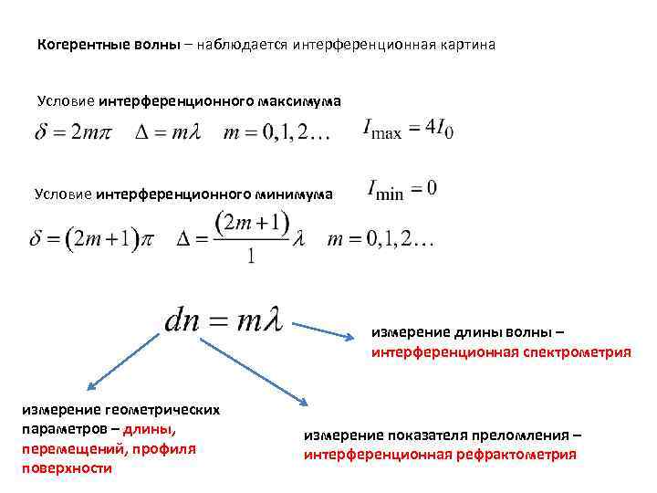 Формула максимума интерференционной картины