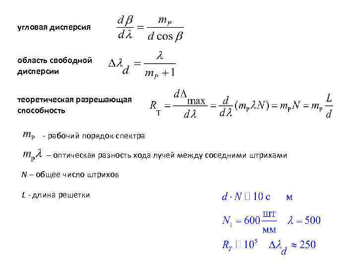 Угловая дисперсия формула. Угловая дисперсия спектрального прибора. Угловая дисперсия и разрешающая способность решетки. Угловая дисперсия решетки. Область дисперсии.