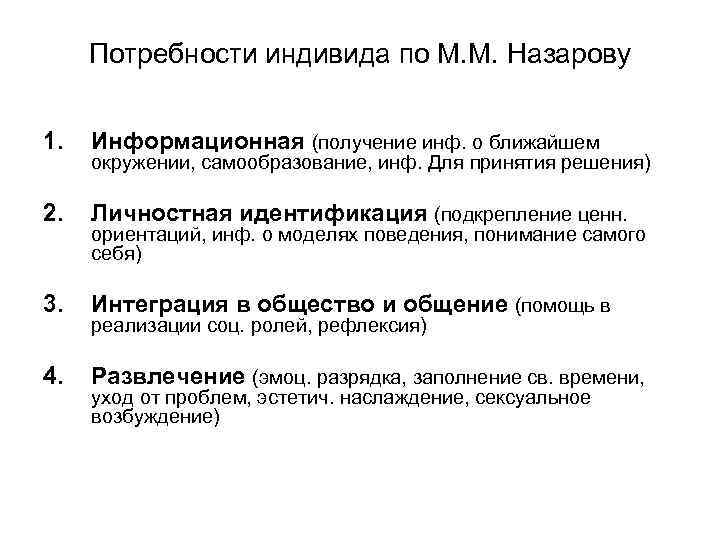 Потребности индивида. Классификация потребностей индивида. Потребности отдельного человека. Потребности социального индивида.