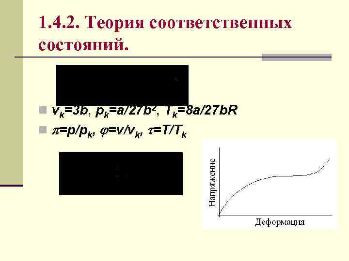 1. 4. 2. Теория соответственных состояний. n vk=3 b, pk=a/27 b 2, Тk=8 a/27