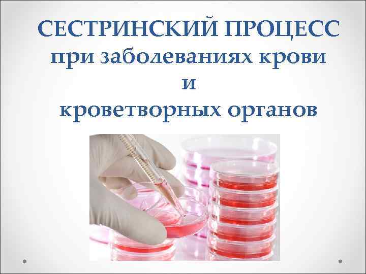 СЕСТРИНСКИЙ ПРОЦЕСС при заболеваниях крови   и  кроветворных органов 