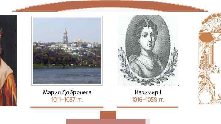 Мария Добронега  Казимир I  1011– 1087 гг.  1016– 1058 гг. 