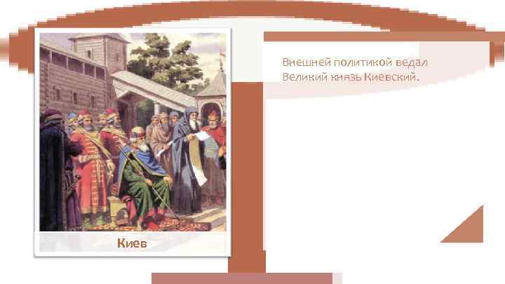   Внешней политикой ведал  Великий князь Киевский. Киев 