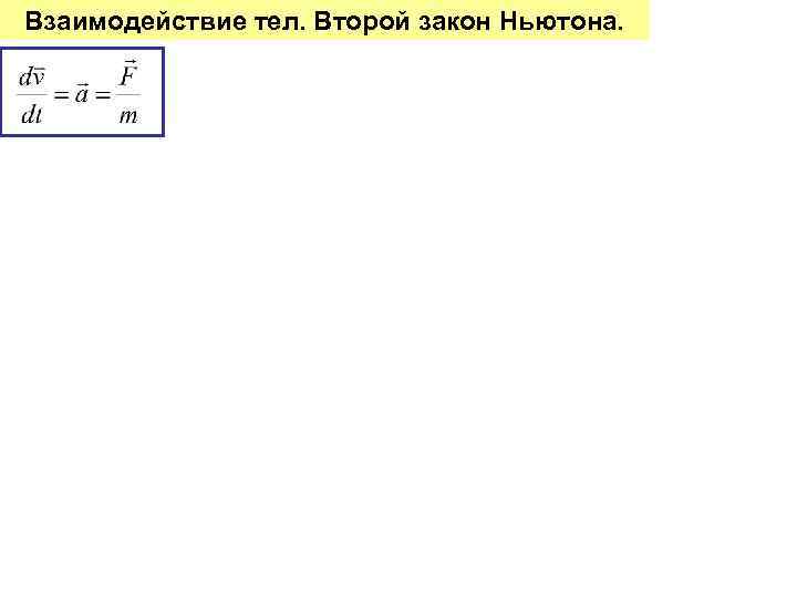 Взаимодействие тел. Второй закон Ньютона. 