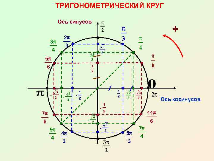 ТРИГОНОМЕТРИЧЕСКИЙ КРУГ Ось синусов 3 p 4 2 p 3 3 2 2 5