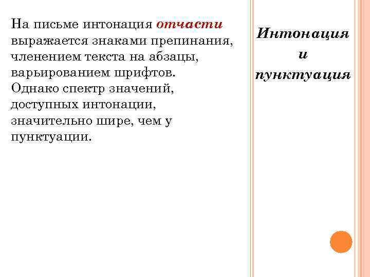 На письме интонация отчасти выражается знаками препинания,  Интонация членением текста на абзацы, 