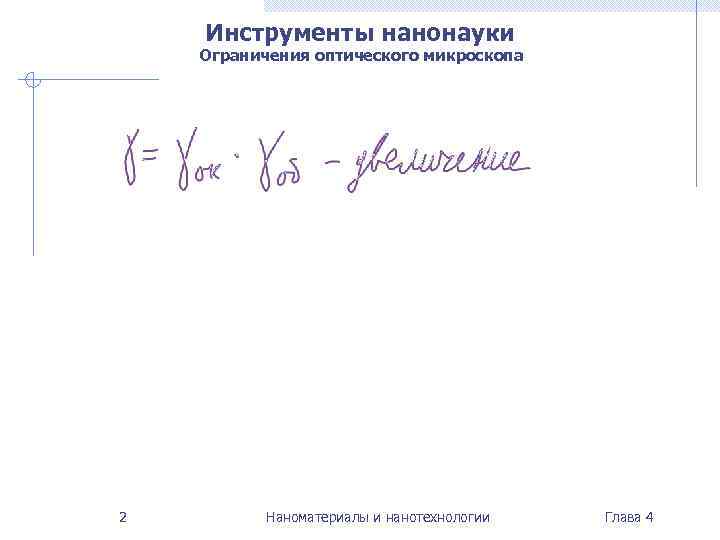   Инструменты нанонауки Ограничения оптического микроскопа 2   Наноматериалы и нанотехнологии 