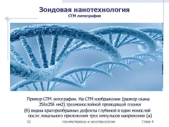  Зондовая нанотехнология     СТМ литография  Пример СТМ литографии. На