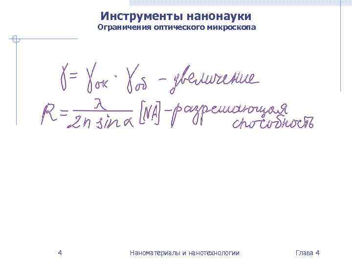   Инструменты нанонауки Ограничения оптического микроскопа 4   Наноматериалы и нанотехнологии 