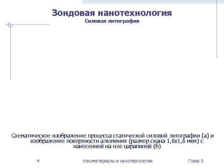    Зондовая нанотехнология     Силовая литография Схематическое изображение процесса