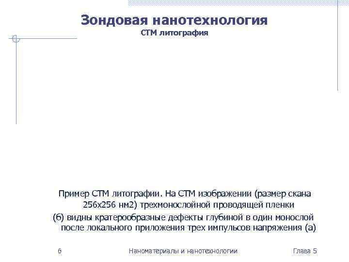  Зондовая нанотехнология     СТМ литография Пример СТМ литографии. На СТМ