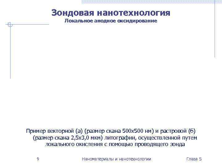    Зондовая нанотехнология    Локальное анодное оксидирование Пример векторной (а)