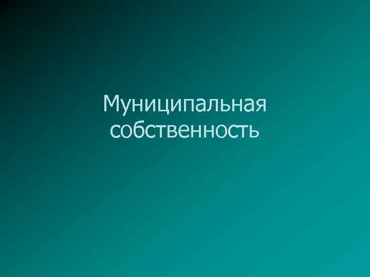 Муниципальная собственность 