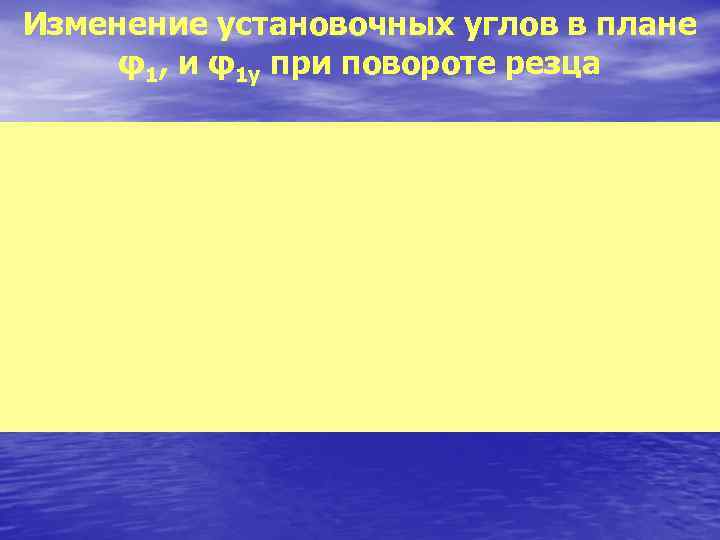 Изменение установочных углов в плане φ1, и φ1 у при повороте резца 