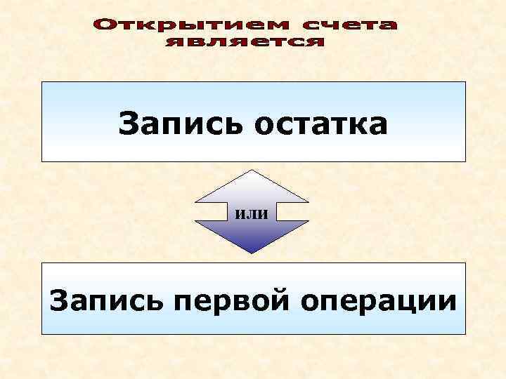  Запись остатка  или  Запись первой операции 