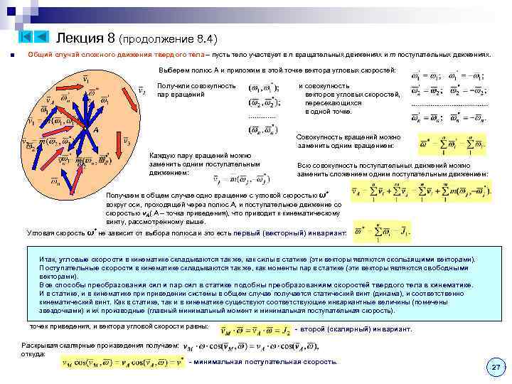Лекция 8 (продолжение 8. 4) ■ Общий случай сложного движения твердого тела – пусть