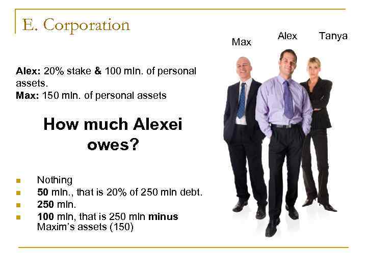 E. Corporation Alex Tanya E. Corporation Alex Tanya