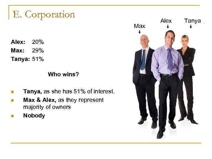 E. Corporation Alex Tanya E. Corporation Alex Tanya