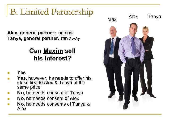 B. Limited Partnership Alex Tanya B. Limited Partnership Alex Tanya