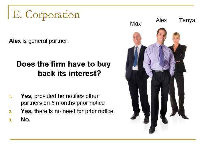 E. Corporation Alex Tanya E. Corporation Alex Tanya