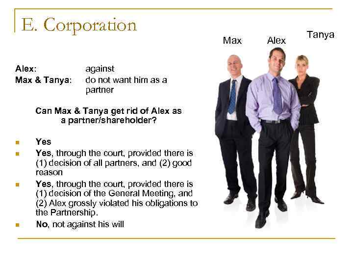 E. Corporation Tanya Max E. Corporation Tanya Max