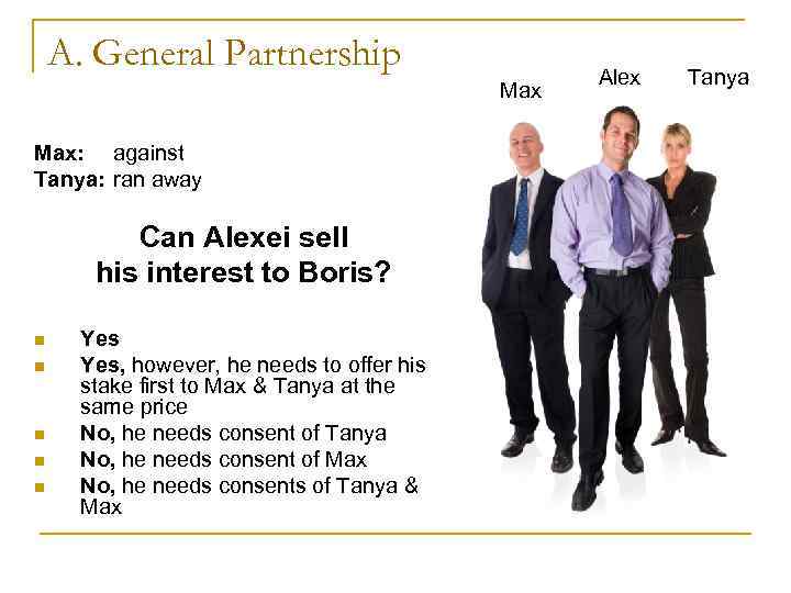 A. General Partnership Alex Tanya A. General Partnership Alex Tanya