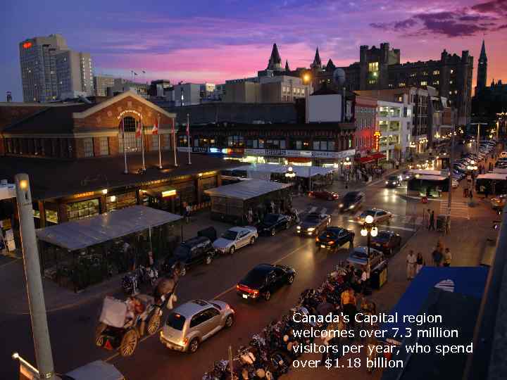 Canada's Capital region welcomes over 7. 3 million visitors per year, who spend over