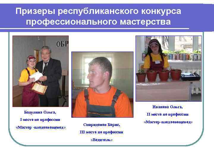 Призеры республиканского конкурса профессионального мастерства Иванова Ольга, Бадулина Ольга, II место по профессии «Мастер