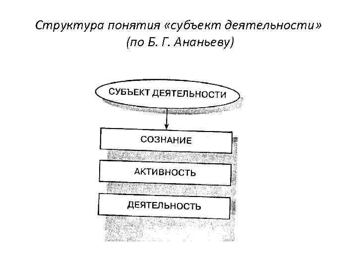 Структура понятия «субъект деятельности» (по Б. Г. Ананьеву) 