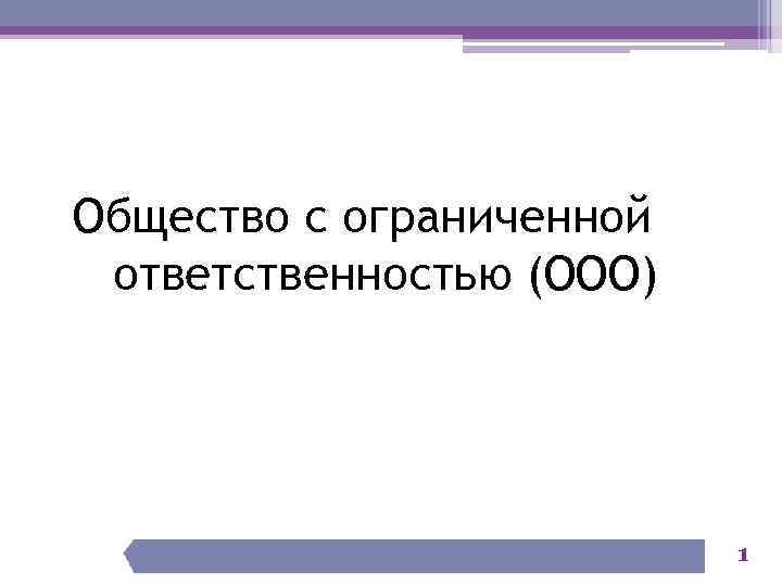 Общество с ограниченной ответственностью (ООО) 1 