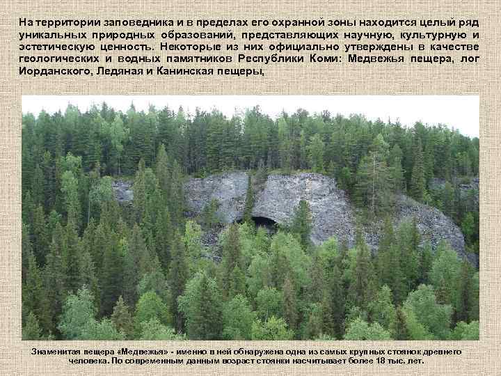 На территории заповедника и в пределах его охранной зоны находится целый ряд уникальных природных