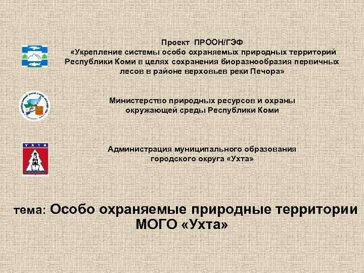 Проект ПРООН/ГЭФ «Укрепление системы особо охраняемых природных территорий Республики Коми в целях сохранения биоразнообразия