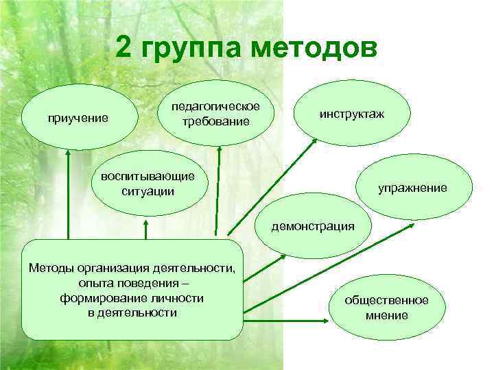    2 группа методов    педагогическое  приучение  