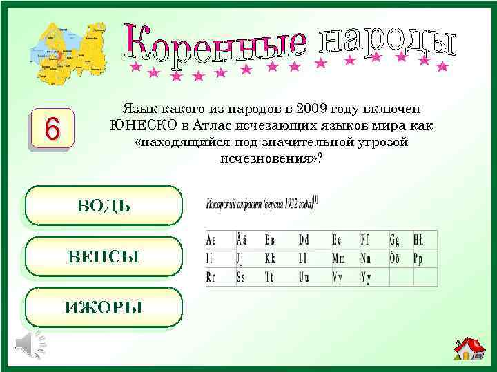 6 Язык какого из народов в 2009 году включен ЮНЕСКО в Атлас исчезающих языков