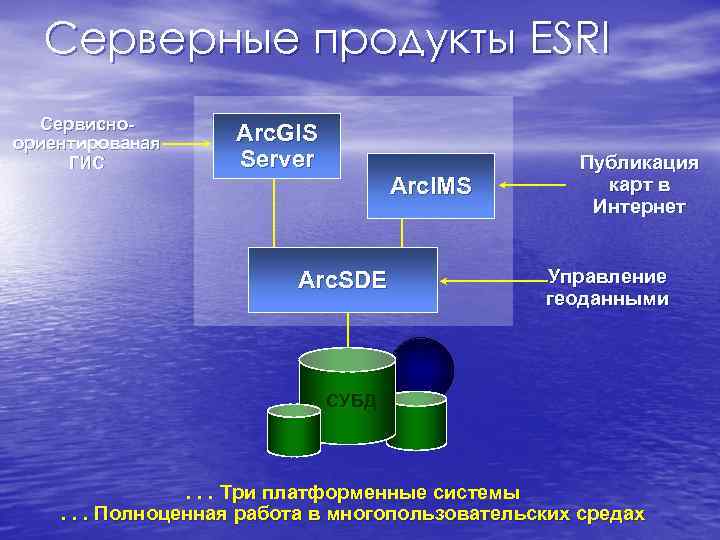 Серверные продукты ESRI Сервисно- ориентированая Arc. GIS ГИС Server Серверные продукты ESRI Сервисно- ориентированая Arc. GIS ГИС Server
