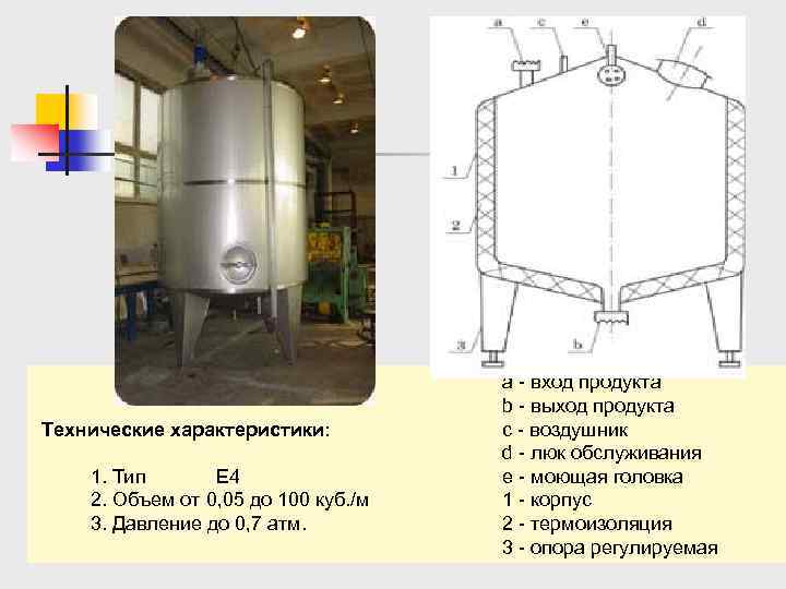  Технические характеристики: 1. Тип Е 4 2. Объем от 0, 05 до 100