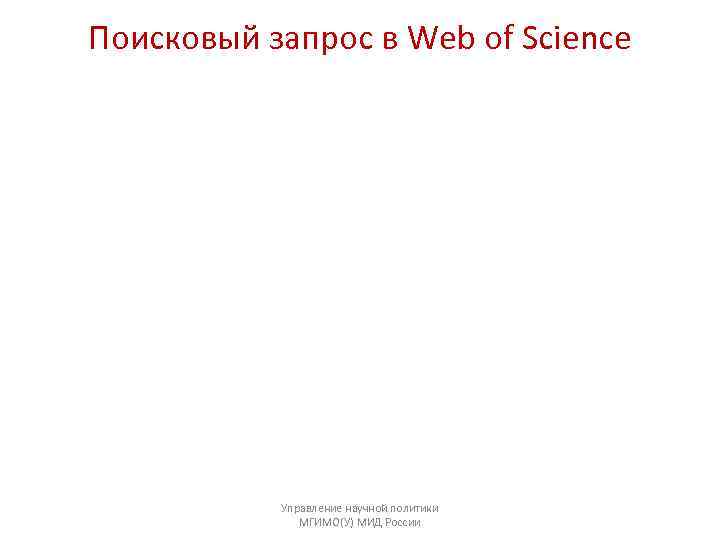 Поисковый запрос в Web of Science    Управление научной политики  