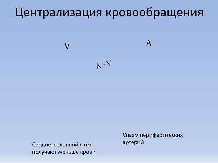 Централизация кровообращения   V     A-V    