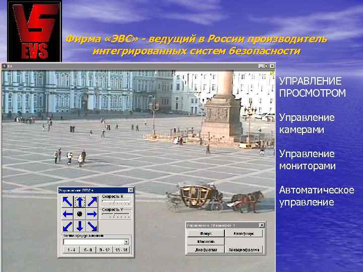 Фирма «ЭВС» - ведущий в России производитель интегрированных систем безопасности УПРАВЛЕНИЕ ПРОСМОТРОМ Управление камерами