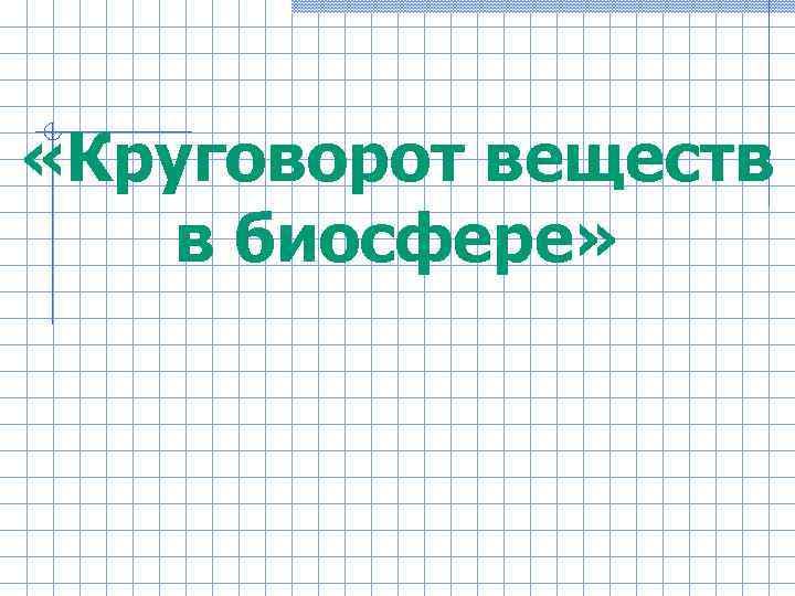  «Круговорот веществ в биосфере» 