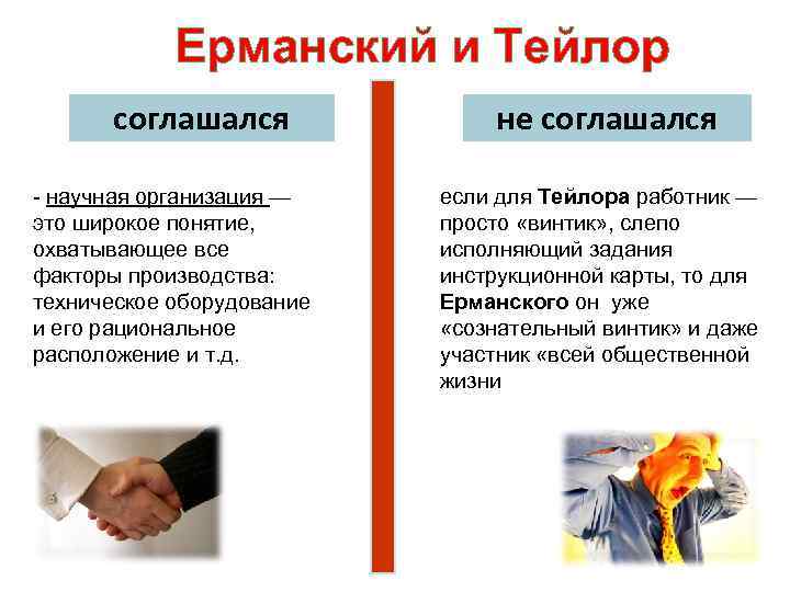 Ерманский и Тейлор соглашался научная организация — это широкое понятие, охватывающее все факторы производства: