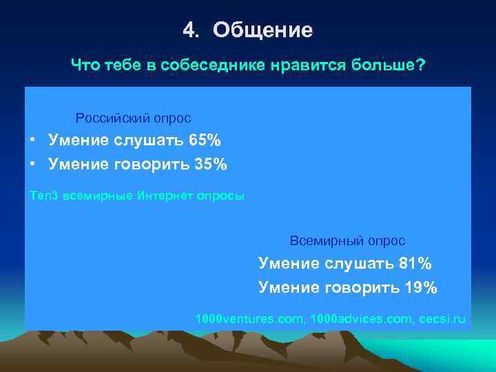      4. Общение Что тебе в собеседнике нравится больше? 