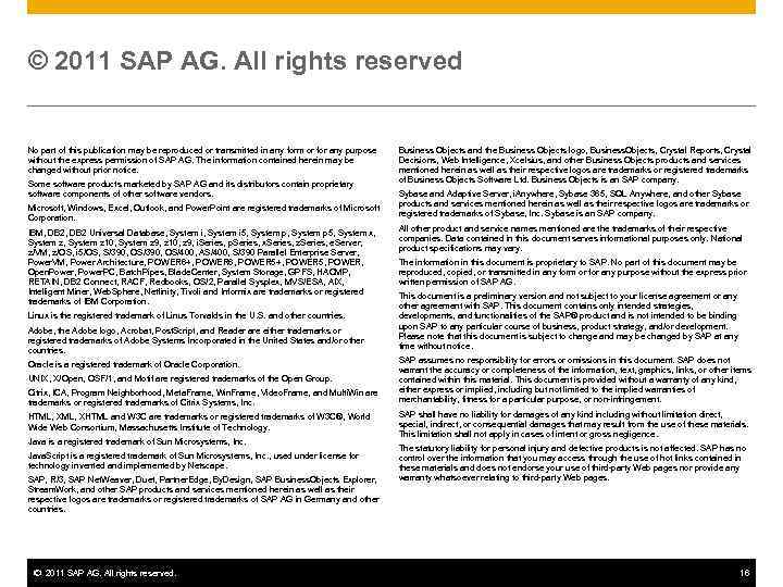 © 2011 SAP AG. All rights reserved  No part of this publication may