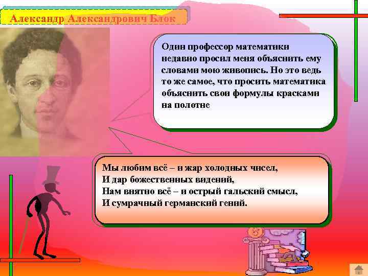 Александрович Блок Один профессор математики недавно просил меня объяснить ему словами мою живопись. Но