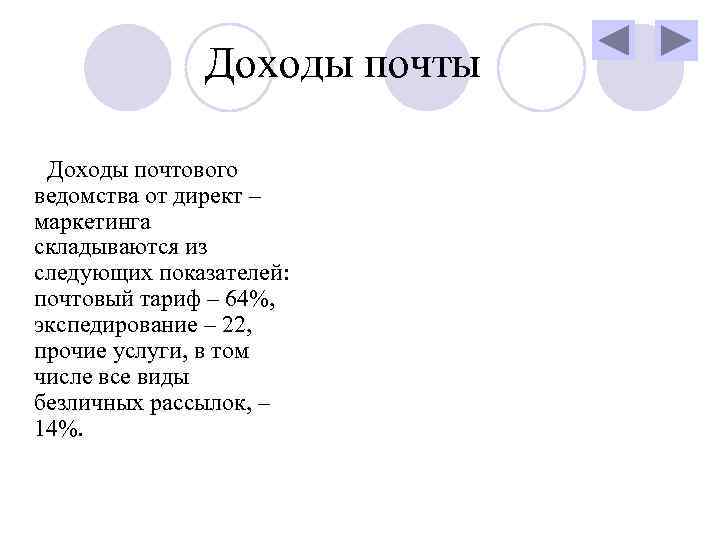     Доходы почты  Доходы почтового ведомства от директ – маркетинга