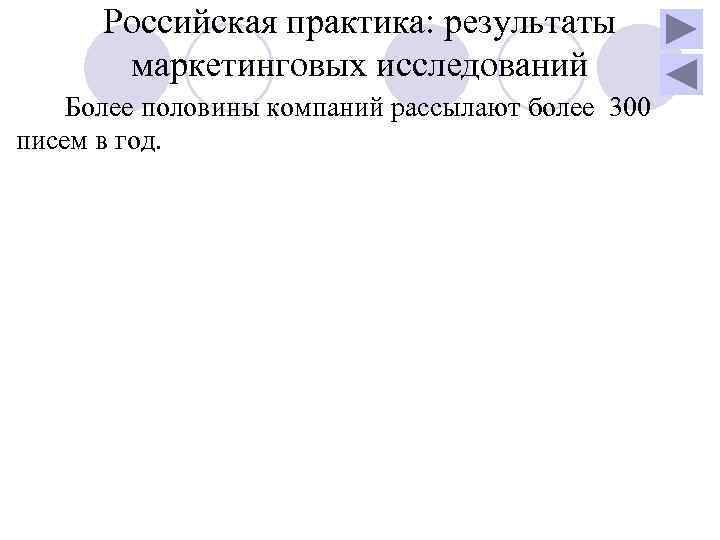   Российская практика: результаты   маркетинговых исследований  Более половины компаний рассылают