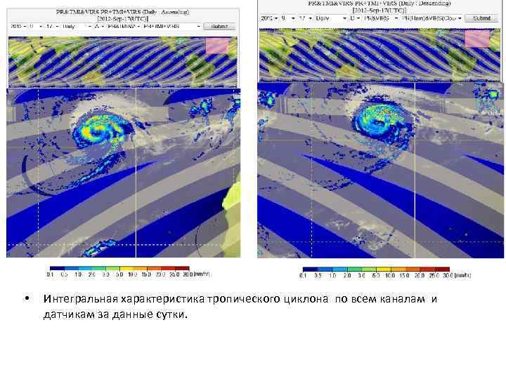  • Интегральная характеристика тропического циклона по всем каналам и датчикам за данные сутки.