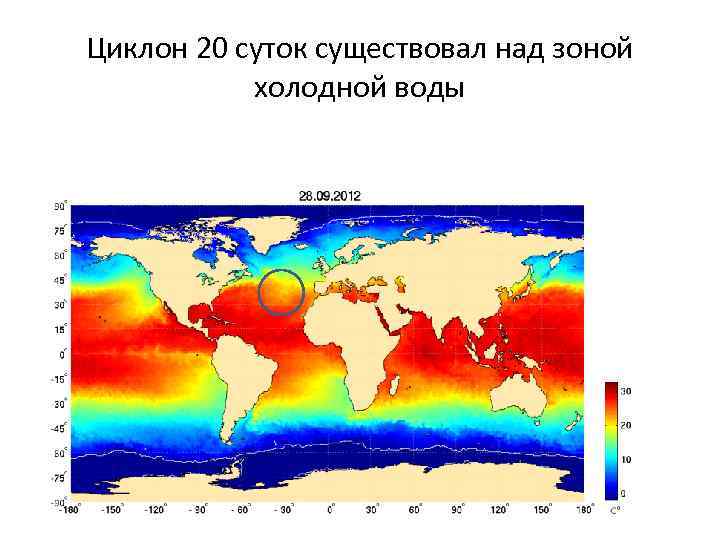 Циклон 20 суток существовал над зоной холодной воды 