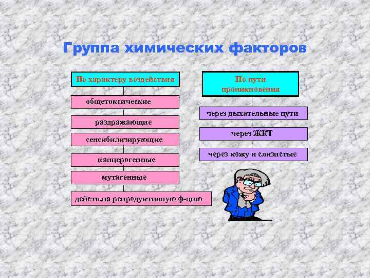 Группа химических факторов  По характеру воздействия    По пути  